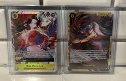 2025 One Piece TCG: OP14-120 Crocodile SEC & OP14-112 Boa Hancock SR FOIL-NM LOT - Image 1