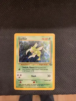 Pokemon Scyther TCG Jungle Holo Card 10/64 Unlimited Rare, Near Mint Condition - Image 3