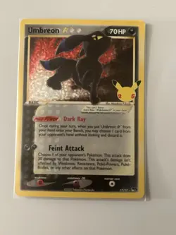 Pokemon TCG Umbreon Gold Star 17/17 Celebrations Classic Collection Holo Card - Image 1