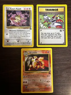 Black Star Promo WOTC 3 Pokemon Card Lot Rocket Meowth Computer Error & Arcanine - Image 1