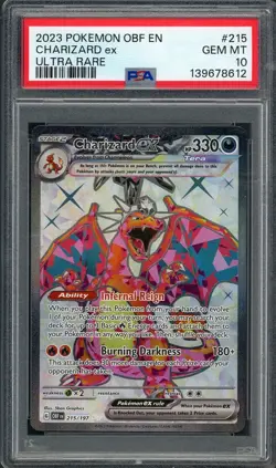 PSA 10 Charizard ex Obsidian Flames 215/197 Holo Pokemon Card B13 - Image 1