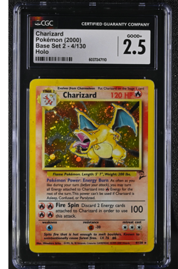 Charizard 4/130 Base Set 2 Pokemon TCG Card - CGC 2.5 - Swirl - Image 1