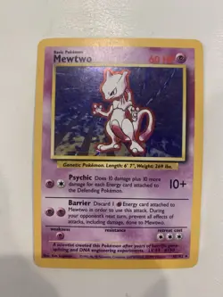 Pokemon Mewtwo TCG Base Set Holo Unlimited Rare Card 10/102 1999 Ungraded - Image 1