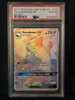 2017 Pokemon TCG Sun & Moon GUMSHOOS GX Full Art Secret 157/149 PSA 10 GEM MINT - Image 1
