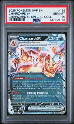 2025 POKEMON SVP EN-SV BLACK STAR PROMO #196 CHARIZARD EX PSA 10 - Image 1