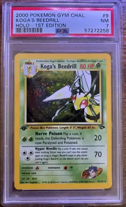 2000 POKEMON GYM CHALLENGE HOLO-1ST EDITION #9 KOGA'S BEEDRILL PSA 7 - Image 1