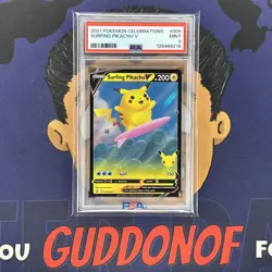 PSA 9 MINT 2021 Pokemon Celebrations SURFING PIKACHU #008 Full Art - Image 1