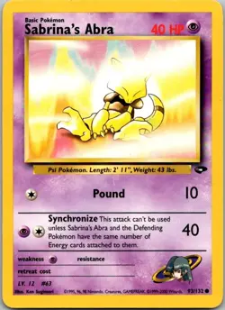 Gym Challenge #093/132 Sabrina's Abra Pokemon Moderately Played - Image 1