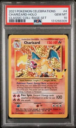 2021 POKEMON CELEBRATIONS CLASSIC COLL #4 CHARIZARD-HOLO PSA 10 - Image 1