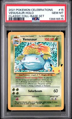 2021 POKEMON CELEBRATIONS CLASSIC COLL #15 VENUSAUR HOLO PSA 10 GEM 6515 - Image 1