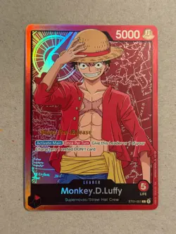 Super Pre Release One Piece Luffy ST01-001, Kid, Crocodile, Kaido Leader Set - Image 2