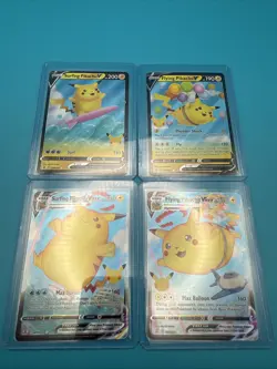 Surfing Pikachu & Flying Pikachu V & Vmax 4 Card Set Pokemon TCG Celebrations NM - Image 1