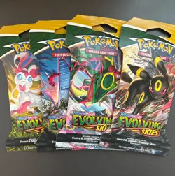 Pokemon SWSH EVOLVING SKIES Lot Of 4 Sleeved Blisters ART SET FACTORY SEALED - Image 1