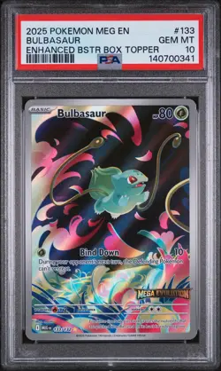 Pokemon Mega Evolutions Bulbasaur 133/132 Enhanced Topper Promo Stamped PSA 10 - Image 1