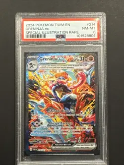 Pokemon 2024 Twilight Masquerade Greninja EX Sir #214 PSA 8 - Image 1