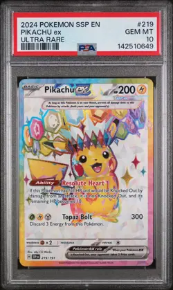 Pikachu Ex Pokemon Ssp En-Surging Sparks 219 NM PSA 10 - Image 1