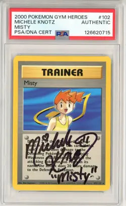 PSA Authentic Signed Pokemon TCG Michele Knotz Trainer Misty 102/132 Gym Heroes - Image 1