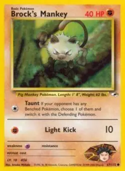 Heavily Played, English Pokemon Regular Brock's Mankey - 67/132 - Common - Unlim - Image 1