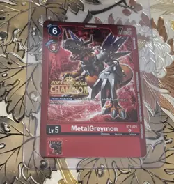 Digimon Card Game MetalGreymon BT1-021 2023 Regionals Champion Stamp Alt Art - Image 1