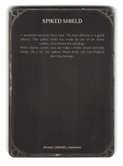 MapHammer Magic Items Unchained D&D Item Card - Spiked Shield - Image 2