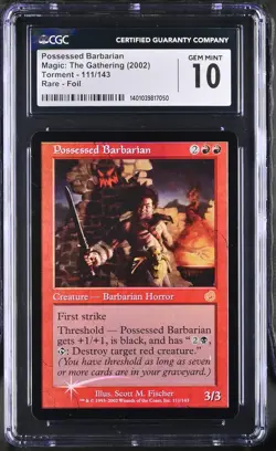 POSSESSED BARBARIAN Torment Foil Rare CGC 10 MTG [Nostalgium] - Image 1