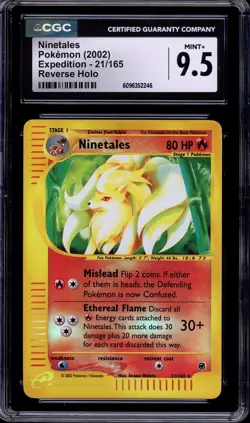 2002 Pokemon Expedition Ninetales-Reverse Foil #21 CGC 9.5 MINT+ - Image 1