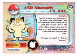 Pokemon Topps TV ANIMATION EDITION black logo rainbow foil MEOWTH (52) - Image 2