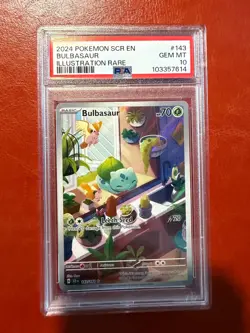 Pokemon Scarlet & Violet Stellar Crown Bulbasaur #143 Illustration Rare PSA 10 - Image 1