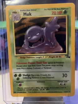 Pokemon TCG Muk Fossil 13 Holo Unlimited Holo Rare MP - Image 1