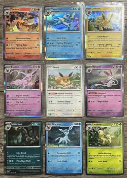 Pokemon Eeveelution Complete 9 Card Set Lot PRISMATIC EVOLUTIONS Umbreon Sylveon - Image 1
