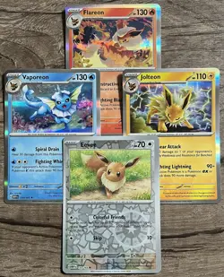 Pokemon 151 Eeveelution COMPLETE 4 CARD HOLO SET LOT COLLECTION Flareon Jolteon - Image 1