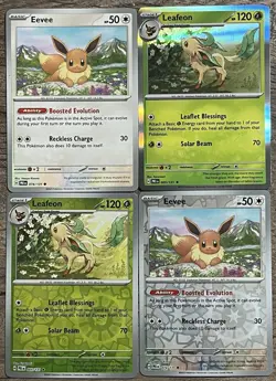 Pokemon Eeveelution HOLO & REVERSE 4 Card Set PRISMATIC EVOLUTIONS Leafeon Eevee - Image 1