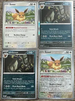 Pokemon Eeveelution HOLO & REVERSE 4 Card Set PRISMATIC EVOLUTIONS Umbreon Eevee - Image 1