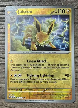 Pokemon PRISMATIC EVOLUTIONS 4 Card REVERSE Set Eeevee Jolteon Vaporeon Flareon - Image 4