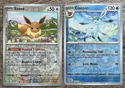 Pokemon Eeveelution REVERSE HOLO 2 Card Set PRISMATIC EVOLUTIONS Glaceon Eevee - Image 1