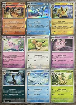 Pokemon Eeveelution Scarlet Violet Era 9 CARD SET LOT Eevee Umbreon Sylveon - Image 1