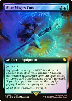 NM Extended Art Foil Blue Mage's Cane, MTG, Final Fantasy Commander, Magic, 112 - Image 1