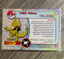 Abra #63 - Topps Pokemon - Near Mint - Image 2