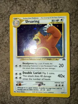 Ursaring Holo Pokemon WOTC 2001 Neo Discovery 15/75 LP 80HP Stage 1 Vintage - Image 1