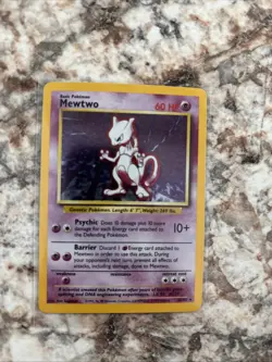 Pokemon TCG Mewtwo 1995 10/102 Base Set Holo Rare Card Vintage - Image 1