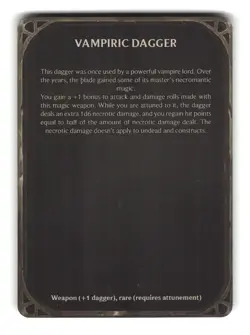 MapHammer Magic Items Unchained D&D Item Card - Vampiric Dagger - Image 2