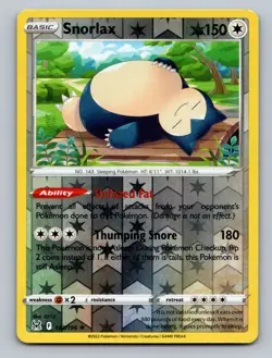 Snorlax - 143/196 Reverse Holo Holo Rare SWSH11: Lost Origin - LP-NM Pokemon TCG - Image 1