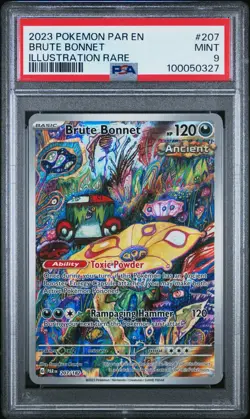 LUCKY PSA 9 MINT Brute Bonnet 207/182 POKEMON Paradox Rift **TRIPPY ART** - Image 1