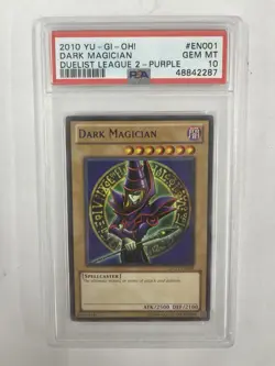 Yu-Gi-Oh! EN001 Dark Magician Duelist League 2-Purple RARE PSA 10 - Image 1