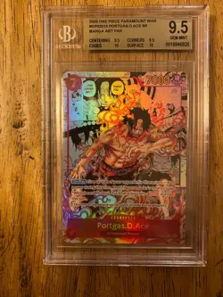 Portgas.D.Ace Op02-013 V3 Sr Manga Art Par Paramount War One Piece Bgs 9.5 - Image 1