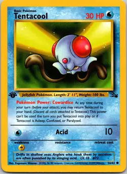 Tentacool 56/62 Fossil 1st Edition LP Pokemon Card TCG - Image 1