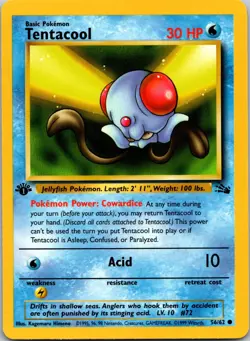 Tentacool 56/62 Fossil 1st Edition LP Pokemon Card TCG - Image 1