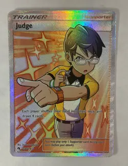 Pokemon TCG 2018 SM-Lost Thunder Full Art FA JUDGE #209/214 Supporter Card NM-MT - Image 1
