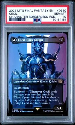 2025 MTG FF BORDERLESS-FOIL CECIL, DARK KNIGHT/CECIL, REDEEMED PALADIN PSA 10 - Image 1