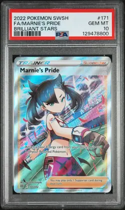 Pokemon TCG Marnie's Pride Trainer Full Art 171/172 Brilliant Stars PSA 10 - Image 1